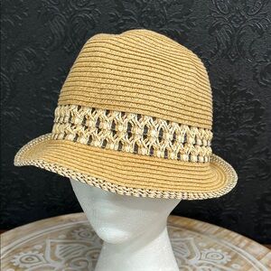 C.C Tan Woven Hat with Cream Accents